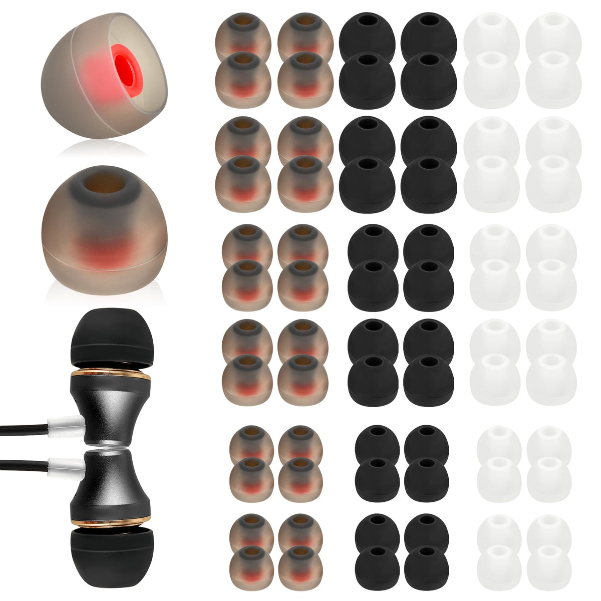 72PCS Replacement Earbud Tips Silicone