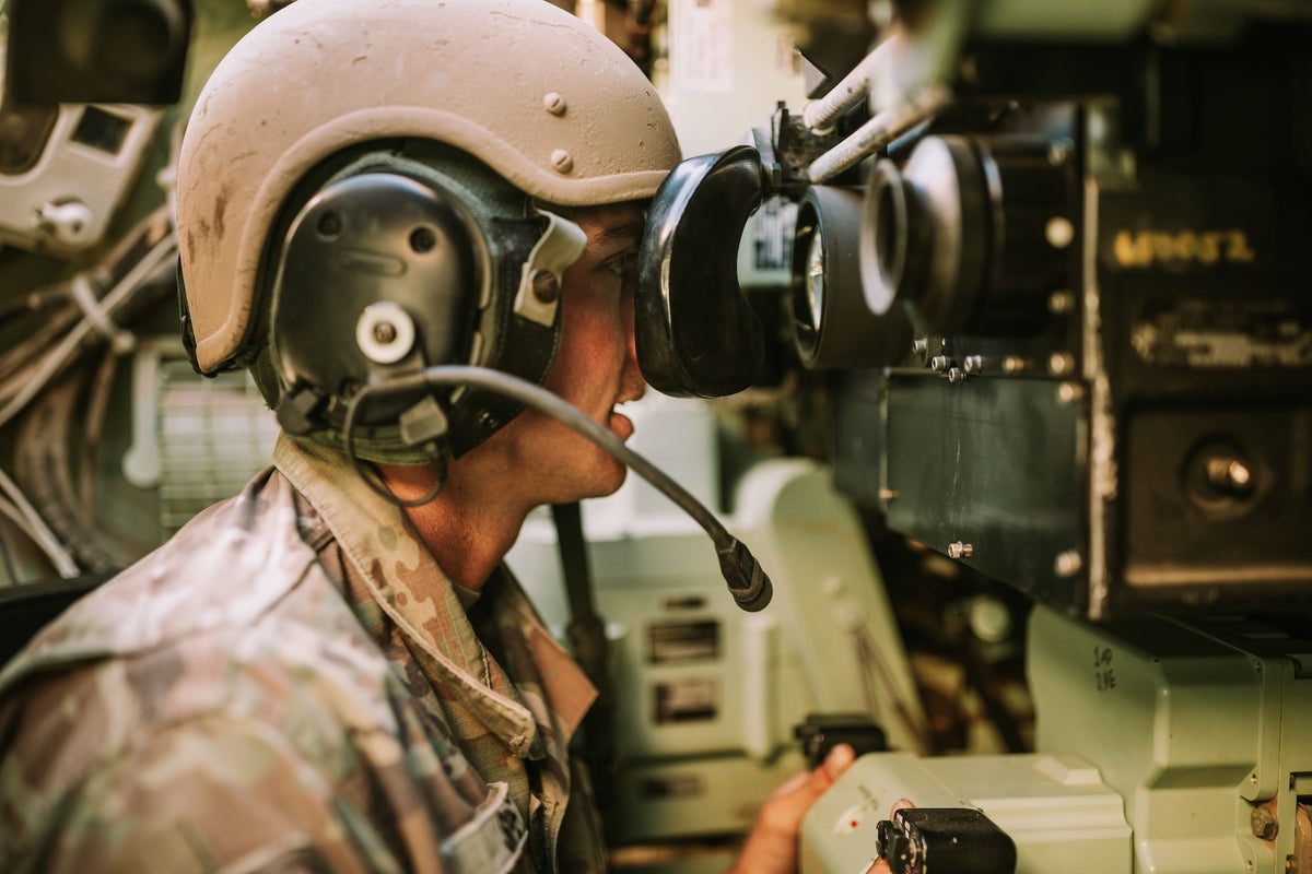 Military communications equipment in a defense environment